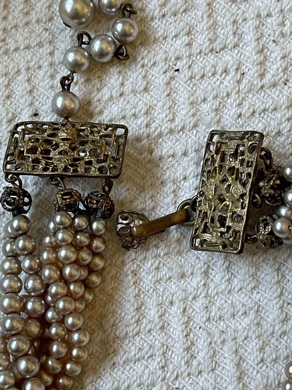 Miriam Haskell Multi-Strand Champagne Pearl Necklace - Picture 6 of 7